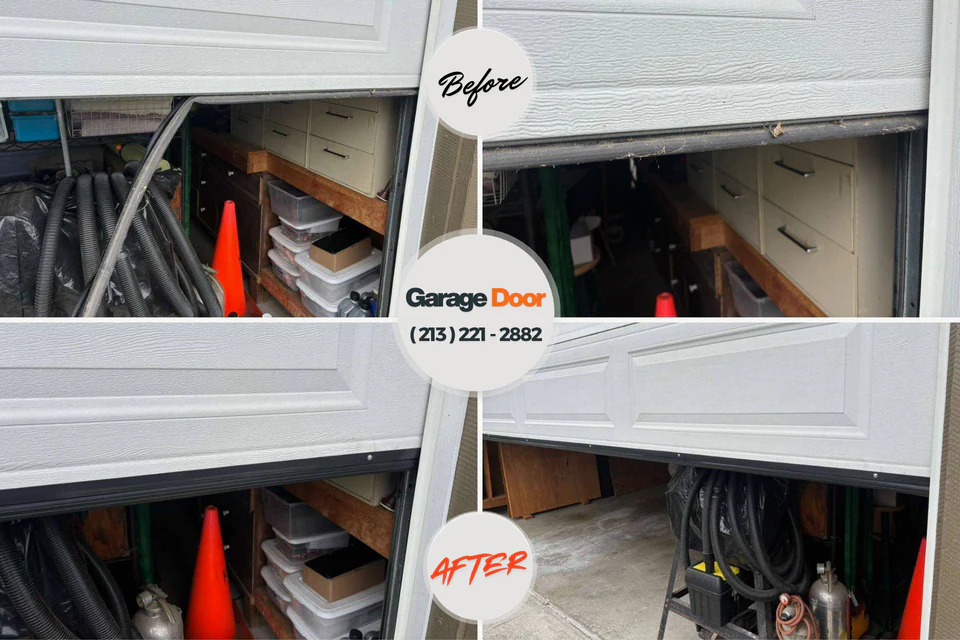 Before and after: garage door repair Compo, CT